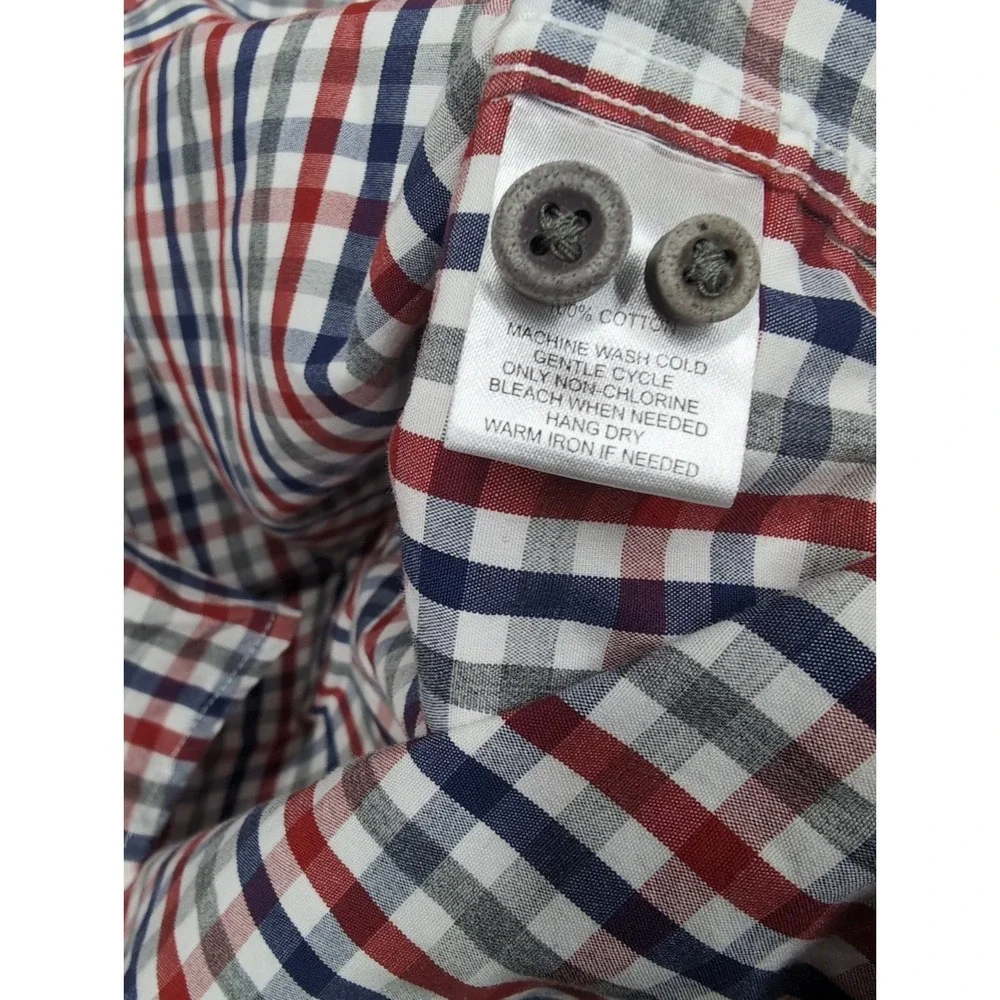 UNTUCKit Men's XXL long-sleeve button-down red white blue plaid check Cotton‎